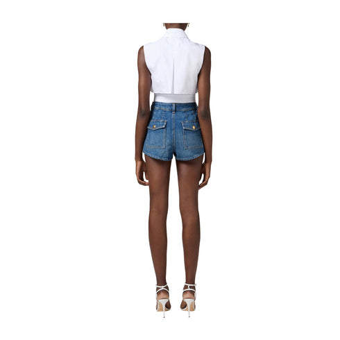 Elisabetta Franchi Camicia casual Camicia Donna cropped con logo Bianco - Francavilla Moda